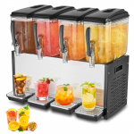 VEVOR Komercinis Sulčių Dozatorius, 4x12L Talpos, 510W, Nerūdijančio Plieno &Scaron;altų Gėrimų Aparatas, 7&ndash;12&deg;C Barams/Restoranams