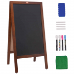 VEVOR 50x100 cm Dvipusė Medinė Lenta su Kreidelėmis ir Magnetiniu Trintuku, Laisvai Pastatoma A-Rėmo Lenta Laukui