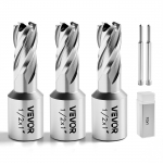 VEVOR 5 vnt. žiedinių grąžtų rinkinys, HSS M2AL, 12,7 mm skersmuo, 25,4 mm gylis, 19 mm Weldon kotas magnetiniams grąžtams