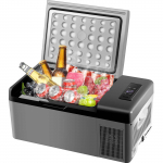 VEVOR 15L ne&scaron;iojamas automobilinis &scaron;aldiklis-&scaron;aldytuvas, dvigubos zonos, -20℃~10℃, 12/24V DC & 100&ndash;240V AC, USB, Eco/Max režimai, namams ir stovyklavimui