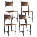 VEVOR 4 rustic brown valgomojo kėdžių komplektas, metalinis rėmas, MDF sėdynė, ergonomi&scaron;kas dizainas virtuvei ar svetainei