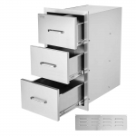 VEVOR trigubos BBQ stalčiai 40,6x72,4x52,1 cm i&scaron; nerūdijančio plieno, lauko virtuvės saugojimo stalčiai grilio salai
