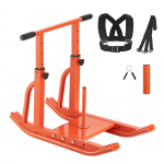 VEVOR plieninės treniruočių rogės su reguliuojama rankena, apkrova 125 kg, tinka 25/51 mm svoriams, greičiui ir jėgai, oranžinės