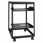 VEVOR 15U reguliuojamas atviros konstrukcijos serverių stovas 58.5&ndash;101.6cm, pastatomas arba tvirtinamas prie sienos, 4 stulpų AV stovas su ratukais, 227kg apkrova