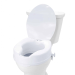 VEVOR paauk&scaron;tinta tualeto sėdynė su dangčiu, 100mm auk&scaron;tis, 136kg apkrova, universali, tvirtinimo rankenėlės, senjorams ir neįgaliesiems