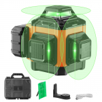 VEVOR 3x360&deg; Žalias Lazerinis Lygis, Savaime I&scaron;silyginantis, 30 m Atstumas, Auk&scaron;tas Tikslumas, Įkraunamas, IP54, su Magnetiniu Tvirtinimu