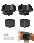 VEVOR 142x142 mm pergolės laikiklių rinkinys, 2 vnt. 4 kryptimis tvirti kampiniai laikikliai 6x6 medžio stulpams, DIY pavėsinėms