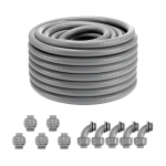 VEVOR 19.1mm lankstus skysčiams atsparus PVC elektros vamzdis 30,5m su jungtimis, IP65, tinkamas saulės ir laidojimui