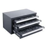 VEVOR plieninė grąžtų dėžė su 3 stalčiais, 29 skyriai 1&ndash;13 mm grąžtams, su etiketėmis, galima sukrauti