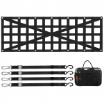 VEVOR Galinės Durelių Tinklas 137x46 cm Tvirtas Krovinio Tinklas su 4 Reguliuojamais Diržais Sunkvežimiui, SUV, Priekabai, 272 kg
