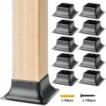 VEVOR 153x153mm plieniniai stulpų pagrindai 10vnt, tinka 91x91mm mediniams stulpams, atsparūs korozijai, skirti terasoms ir turėklams