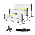 VEVOR 3m Ne&scaron;iojamas Tinklas Badmintonui, Tinkliniui, Tenisui ir Pickleball &ndash; Reguliuojamas Auk&scaron;tis, Sulankstomas su Krep&scaron;iu