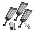 VEVOR 8000W LED saulės gatvės žibintai 450000 lm, judesio jutiklis, nuo sutemų iki au&scaron;ros, IP65, 3 vnt lauko aik&scaron;telėms ir kiemams