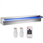VEVOR Nerūdijančio Plieno Baseino Krioklio Fontanas su LED Juosta ir Nuotolinio Valdymo Pultu, 60x11.5x8 cm &ndash; Sodo Dekoras