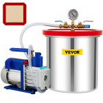 VEVOR 18,9L vakuuminė kamera su 5CFM 1/3HP vienpakopiu siurbliu &ndash; nerūdijančio plieno, epoksidui, HVAC darbams