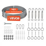 VEVOR 2 mm nerūdijančio plieno lyno rinkinys, 35.1 m, 2 kN, 7x7 sruogų, PVC danga, turėklams, grotoms, lempučių pakabinimui