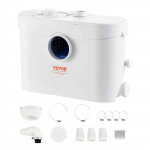 VEVOR 700W malūnsūknis, 9600 L/h srautas, 10 m auk&scaron;tis, nuotekų siurblys su 3 įvadais tualetui, rūsiui, virtuvei