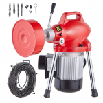 VEVOR 20m Elektrinis Kanalizacijos Valymo Įrenginys, 250W, 2 Plieniniai Kabeliai, 7 Pjovikliai, Rankinis Padvimas, Vamzdžiams 4&ndash;10cm