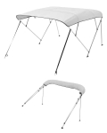 VEVOR 4 lankų valtinis Bimini stogelis, 600D poliesterio saulės apsauga, atsparus vandeniui, UV, 244x170-183x137cm, &scaron;viesiai pilkas