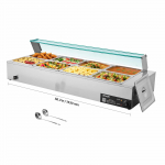VEVOR 1700W elektrinis nerūdijančio plieno bufeto maisto &scaron;ildytuvas su 8 indais ir stiklo dangčiu &ndash; Bain Marie renginiams ir maitinimui