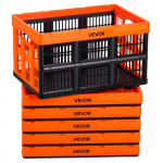 VEVOR 45 l plastikinės sulankstomos dėžės, 6 vnt. rinkinys, stabiliai sudedamos su rankenomis, 15 kg apkrova, vietą taupantys namų organizatoriai