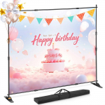 VEVOR Reguliuojamas Reklamos Stovas 170&ndash;300x110&ndash;240 cm su Krep&scaron;iu &ndash; Teleskopinis Aliuminio Rėmas Renginiams ir Parodoms