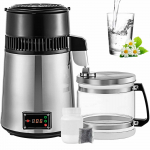 VEVOR 4L 750W nerūdijančio plieno vandens ir alkoholio distiliatorius su reguliuojama temperatūra namams ir laboratorijoms