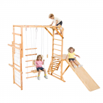 VEVOR 8-i-1 medinis vidaus žaidimų aik&scaron;tynas vaikams, Montessori laipiojimo rinkinys su 1385mm čiuožykla, sūpynėmis, žiedais, kopėčiomis, tinklu, 100kg