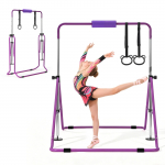 VEVOR vaikų gimnastikos skersinis, 63,5 kg sulankstoma treniruočių kartis su žiedais, 5 lygių auk&scaron;tis 91&ndash;132 cm, vidui ir laukui, violetinė