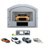 VEVOR pripučiama dažymo kamera 9 x 4,8 x 3,6 m su dviem pūtikliais, anglies filtrais, paruo&scaron;imo zona ir arkinu stogu automobiliams ir baldams, pilka