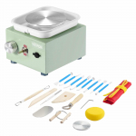 VEVOR Mini elektrinis keramikos ratas, reguliuojamas greitis 0&ndash;320 RPM, 2 diskai, 18 priedų, vaikams ir DIY, žalias