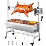 VEVOR Elektrinė Rotacinė Kepsninė 38W, Nerūdijančio Plieno Ie&scaron;mo Keptuvė su 60kg Talpa, 7 Auk&scaron;čio Lygiai, Ratukai, Lauko BBQ