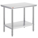 VEVOR nerūdijančio plieno darbo stalas 900x600x800mm, 317kg apkrova, reguliuojamas lentynos, tvirtas pavir&scaron;ius virtuvei ir garažui