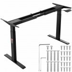VEVOR Elektrinis Stovimo Stalo Rėmas, Dvigubas Variklis, Auk&scaron;tis 70&ndash;117 cm, Juodas, Tinka 120&ndash;210 cm Stalvir&scaron;iams, 125 kg Apkrova