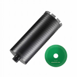 VEVOR 108 mm &scaron;lapio/sauso pjovimo deimantinis grąžtas su adapteriu ir pjovimo disku, 241 mm gylio, M16 sriegiu, betonui ir plytoms