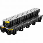 VEVOR 150x130 mm HDPE drenažo sistema su metalinėmis grotelėmis, 3x100 cm kanalai, 3 galiniai dangteliai, sodui, garažui, įvažiavimui - 3 vnt.