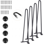 VEVOR 482.6mm Metalinės Plaukų Segtuko Baldų Kojelės 4vnt, 226.8kg Apkrova, Guminiai Padukai, PASIDARYK Baldų Kojos Stalui, Spintai, Kavos Stalui