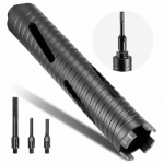 VEVOR 51mm deimantinis grąžtas, 241mm gylis, M16 sriegis, su adapteriais ir centriniu grąžtu, betonui ir mūrui