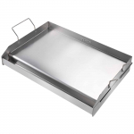 VEVOR nerūdijančio plieno keptuvė 60x40 cm, nelimpanti dvigubo degiklio BBQ grotelė su rankenomis ir aliejaus lataku, sidabrinė