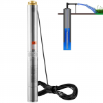 VEVOR 750W Giluminis panardinamasis siurblys, 230V, 7.1 m&sup3;/h srautas, 75 m auk&scaron;tis, nerūdijantis plienas, 9.1 m laidas, IP68, namams ir drėkinimui