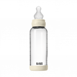 BIBS - Glass Baby Bottle Round Silicone Medium Flow - Ivory - 240 ml
