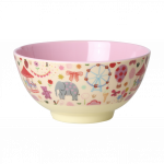 Rice - Melamine Bowl with Fun Fair Print - Pink - Medium