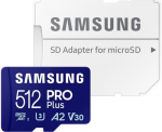 SAMSUNG PRO+ MicroSD atminties kortelė su adapteriu 512GB