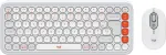 Logitech POP Icon Combo - Tastatur-und-Maus-Set - kabellos - Bluetooth LE - AZERTY - Franzsisch - Off-White, orange (920-013110)