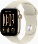 Apple Watch Series 12 GPS + Cellular 42mm Light Gold Aluminium Case with Sand Sport Band - S/M (MJG24ZR/A)