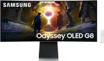 Samsung Odyssey OLED G8 S34DG850SU - G85SD Series - OLED-Monitor - Smart - Gaming - gebogen - 86.4 cm (34) - 3440 x 1440 UWQHD @ 175 Hz - 250 cd/m - 1000000:1 - HDR10+ Gaming, HDR10+, HDR10 - 0.03 ms - 2xHDMI, DisplayPort - Lautsprecher - Silber (LS3 ...