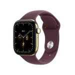 Apple Watch Series 12 GPS + Cellular 42mm Radiant Gold Titanium Case with Burgundy Sport Band - S/M (MJGJ4ZR/A)