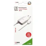 2GO Ladegert 12W Lightning + 1x USB, Kabel 1,4m, wei