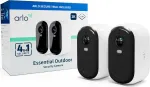 Arlo Essential - Netzwerk-berwachungskamera - Innenbereich, Auenbereich - witterungsbestndig - Farbe (Tag&Nacht) - 4 MP - 2560 x 1440 - Audio - drahtlos - Wi-Fi (Packung mit 2) (VMC3250-100EUS)