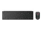 LENOVO Pro Combo 6000 Keyboard and mouse set wireless 2.4 GHz Bluetooth 5.3 US with Euro symbol eclipse black brown box (EU)